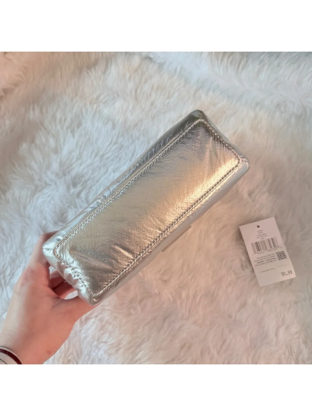 Kate Spade silver Carter Metallic Cosmetic Pouch
